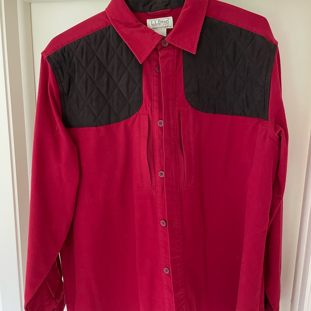 LL Bean Padded Hunting Chamois Shirt – Red, Size Large